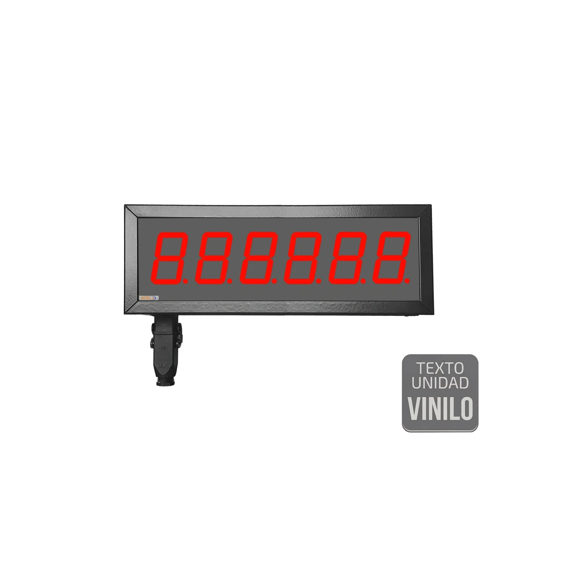 Visualizador Numerico 57mm, 6 digitos, Serie, Ethernet, Wifi +2R, Texto Vinilo, IP65